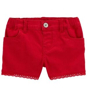 OshKosh B'gosh Red Toddler Eyelet Trim Denim Shorts